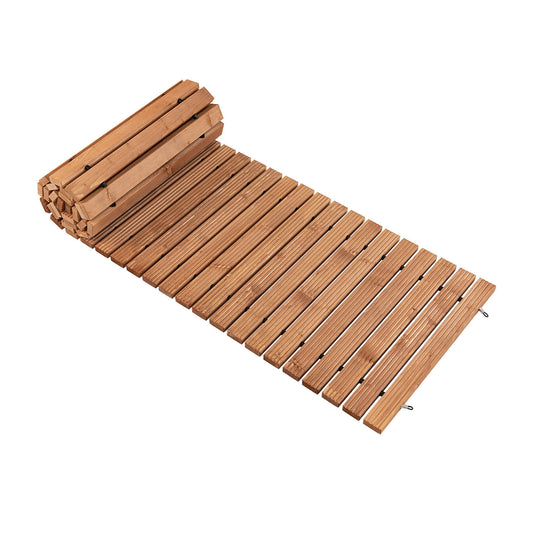8 Feet Roll-Out Weather-Resistant Patio Hardwood Pathway, 22 Inch, Brown Decorative Fencing & Flooring Brown at Gallery Canada