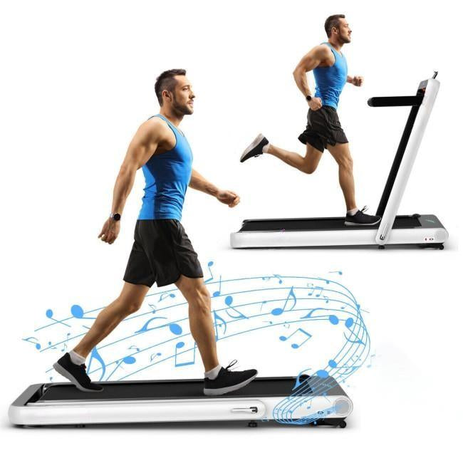 4.75HP 2 In 1 Folding Treadmill, Remote APP Control, White Treadmills at Gallery Canada