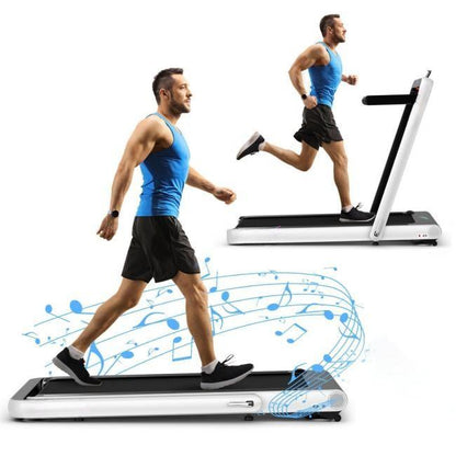 4.75HP 2 In 1 Folding Treadmill, Remote APP Control, White Treadmills at Gallery Canada
