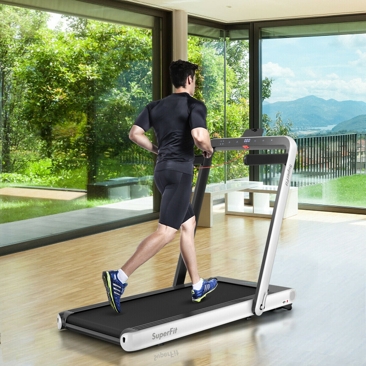 4.75HP 2 In 1 Folding Treadmill, Remote APP Control, White Treadmills at Gallery Canada