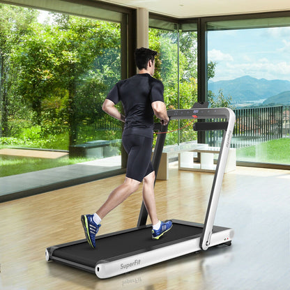 4.75HP 2 In 1 Folding Treadmill, Remote APP Control, White Treadmills at Gallery Canada