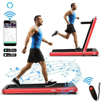 4.75HP 2 In 1 Folding Treadmill with Remote APP Control, Red Treadmills at Gallery Canada