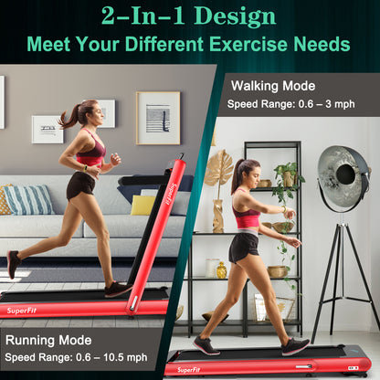 4.75HP 2 In 1 Folding Treadmill with Remote APP Control, Red Treadmills at Gallery Canada