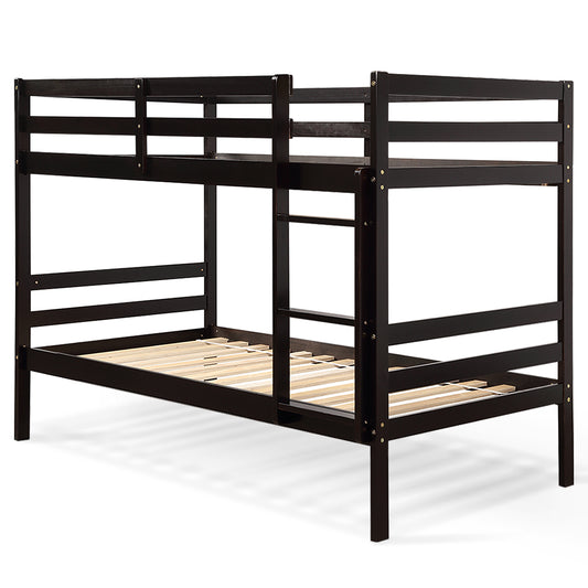 Twin Bunk Bed Children Wooden Bunk Beds Solid Hardwood, Brown Bunk Bed Frame Brown at Gallery Canada