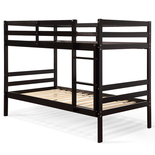 Twin Bunk Bed Children Wooden Bunk Beds Solid Hardwood, Brown