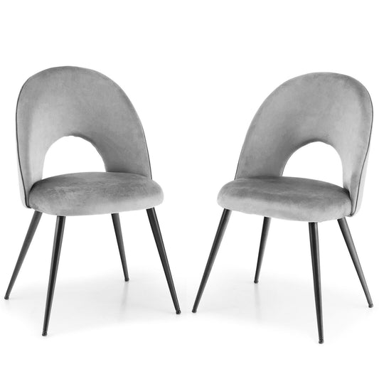 Dining Chair Set of 2 with Metal Base and Adjustable Pads, Gray - Gallery Canada