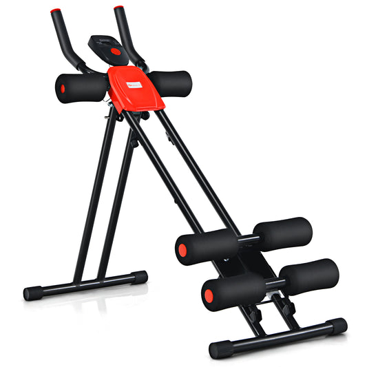 Foldable Adjustable Ab Trainer, 3 Resistance Levels, LCD Display, Black Benches Racks & Bars Black at Gallery Canada