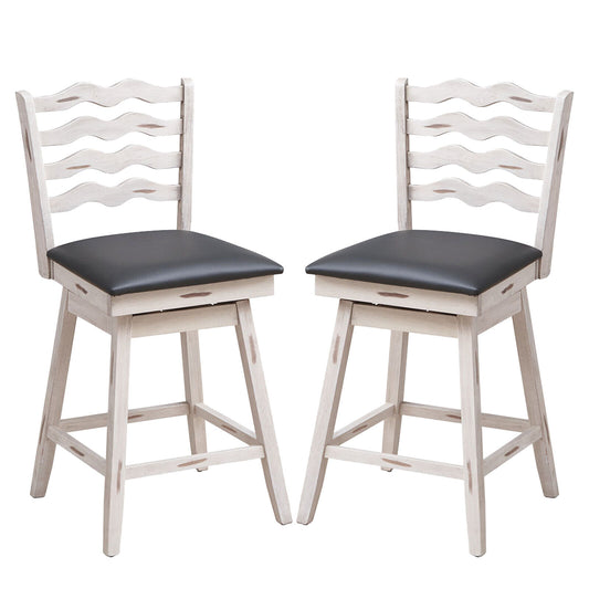 360° Swivel Bar Stools with Rubber Wood Frame and Ergonomic Backrest and Footrest-25 inches, Gray Bar Stools 25 inches at Gallery Canada