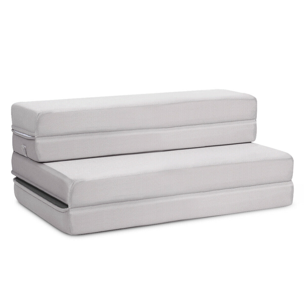 4 Inch Folding Sofa Bed Foam Mattress with Handles-Twin XL, Gray Mattresses at Gallery Canada