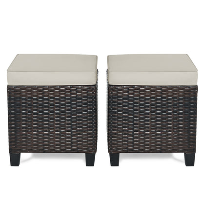 2 Pcs Patio Rattan Ottoman Cushioned Seat Foot Rest, Beige Outdoor Seating & Patio Chairs at Gallery Canada