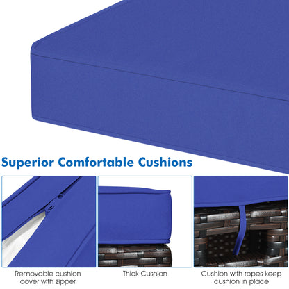 2 Pieces Patio Rattan Ottoman Set with Removable Cushions, Navy Outdoor Seating & Patio Chairs at Gallery Canada