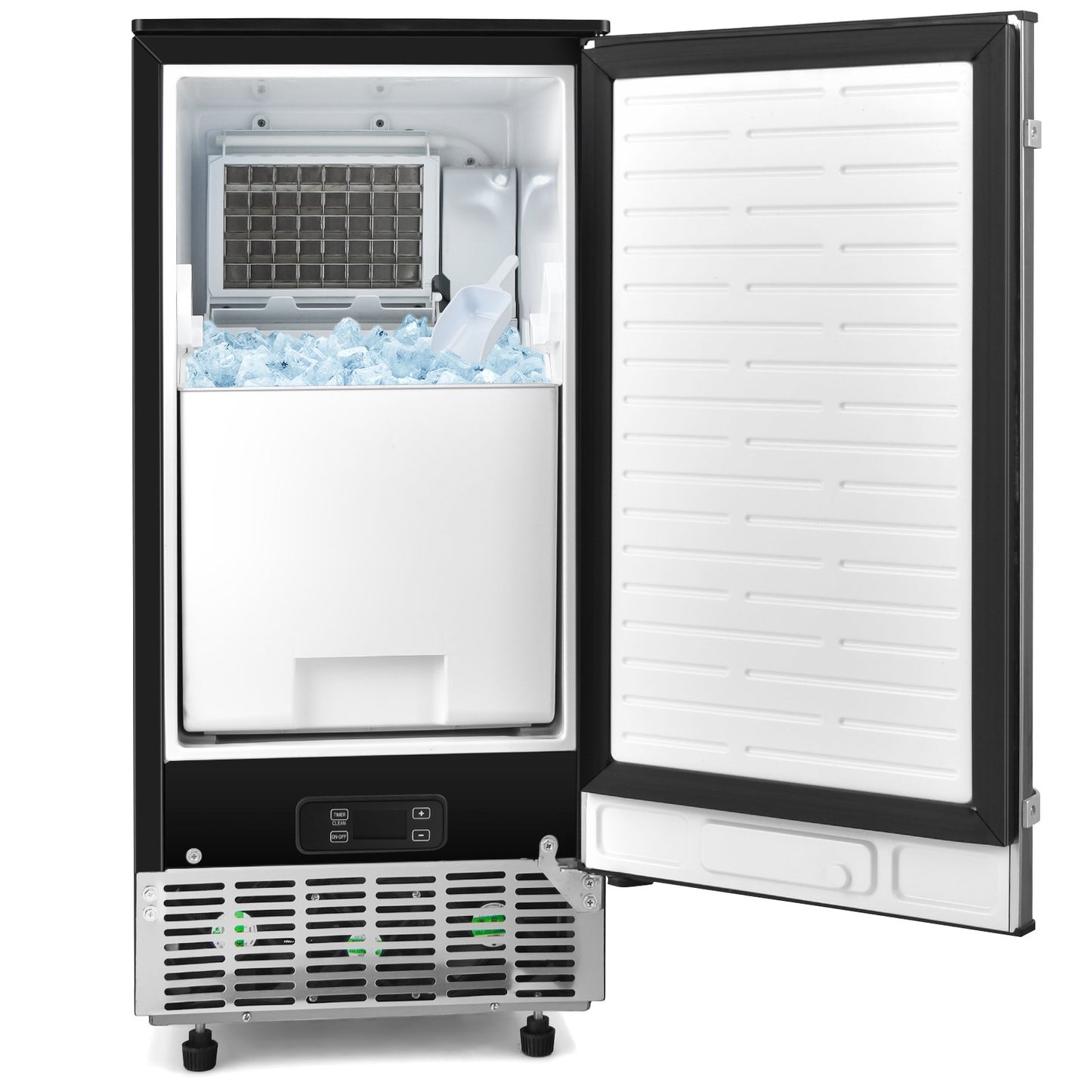 Free-Standing Built-in Ice Maker with 80lbs per Day, Silver