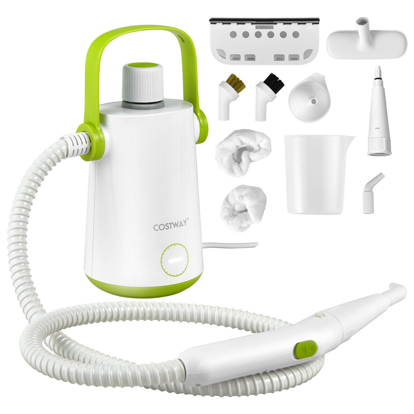 1000W Multifunction Portable Hand-held Steam Cleaner with 10 Accessories, Green Vacuums & Cleaners at Gallery Canada