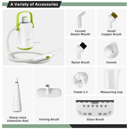 1000W Multifunction Portable Hand-held Steam Cleaner with 10 Accessories, Green Vacuums & Cleaners at Gallery Canada