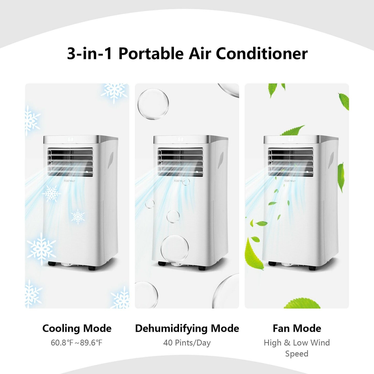 8000 BTU 3-in-1 Portable Air Conditioner with Remote Control, White at Gallery Canada