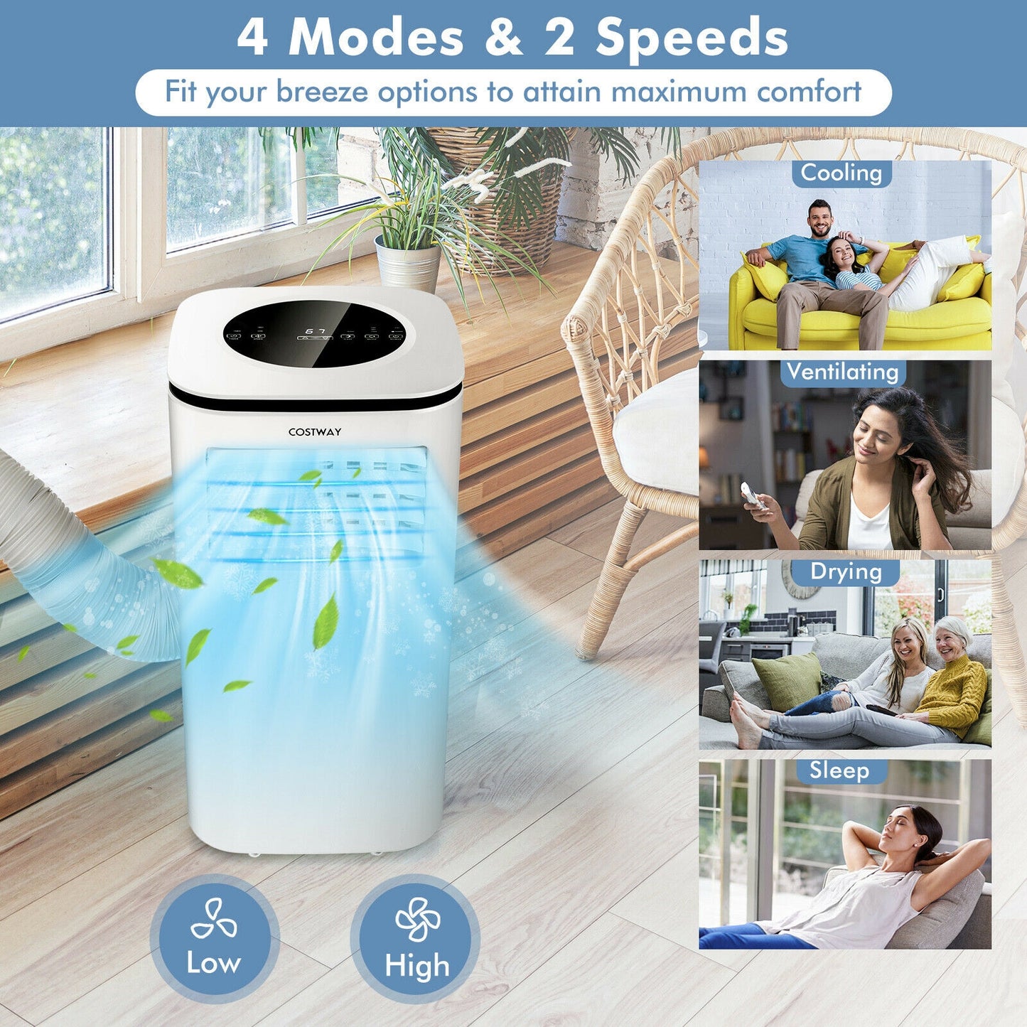 9000 BTU 3 in 1 Portable Air Conditioner with Fan and Dehumidifier, White Portable Air Conditioners at Gallery Canada