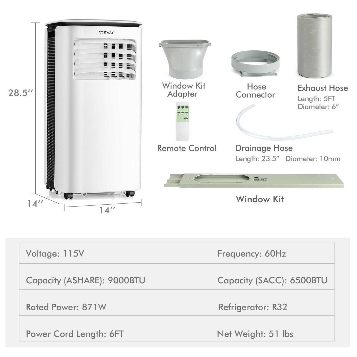 9000 BTU 3 in 1 Portable Air Conditioner with Fan and Dehumidifier, White Portable Air Conditioners at Gallery Canada