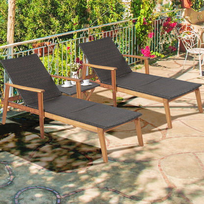 Patio Chaise Lounge and Table Set with 4-Level Adjustable Backrest, Brown Outdoor Chaise Lounges at Gallery Canada