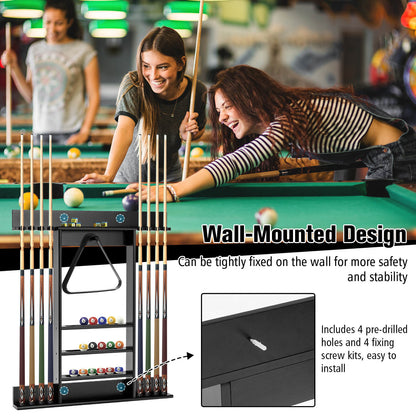 Wall-mounted Billiards Pool Cue Rack Only, Black Game Room at Gallery Canada