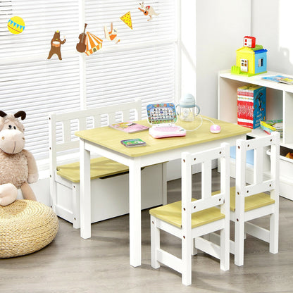 Kids Wooden Activity Table, Chairs Set, Storage Bench, Study Desk, Natural Kids Table & Chair Sets at Gallery Canada