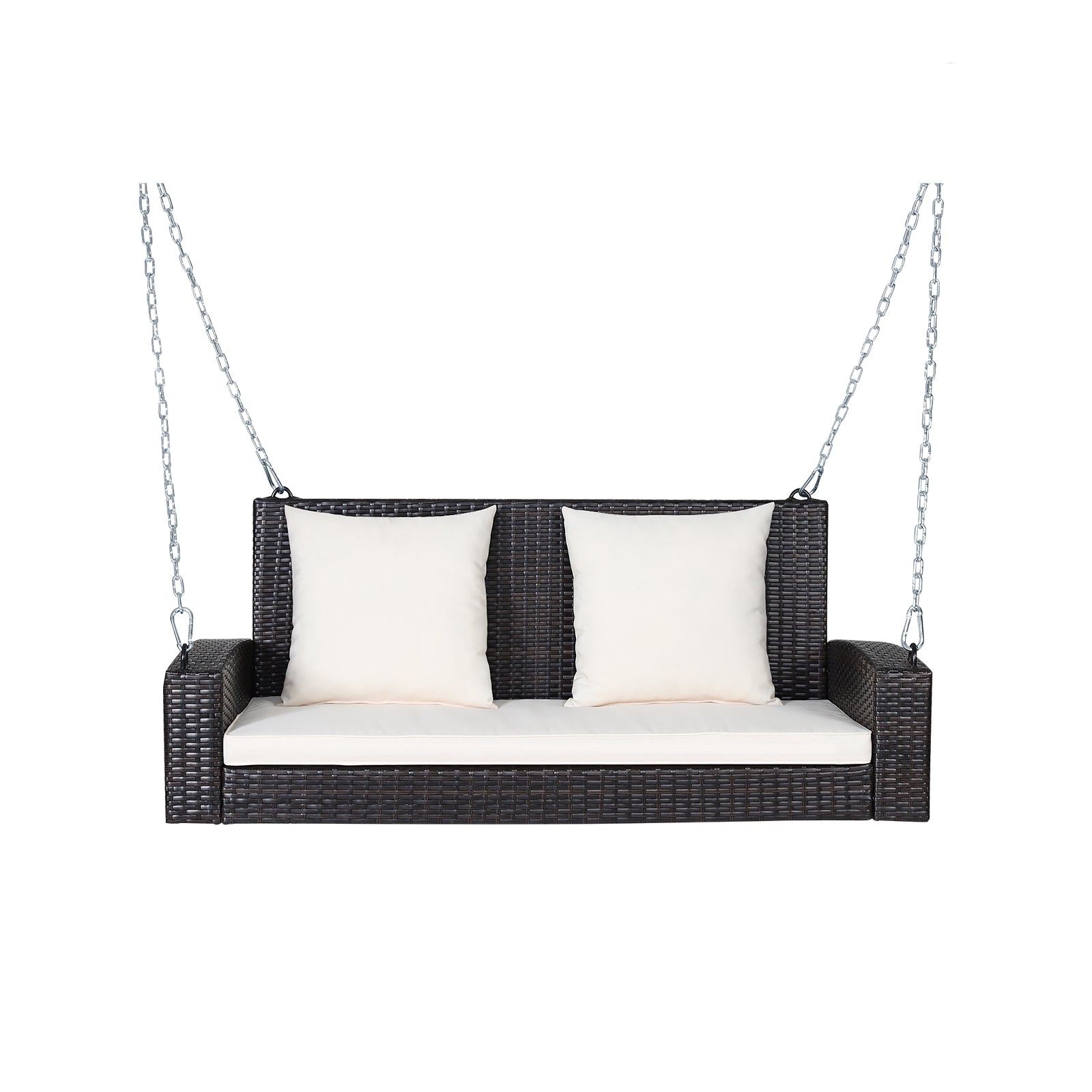 2-Person Patio Rattan Swing With Cushions, White Porch Swings White at Gallery Canada