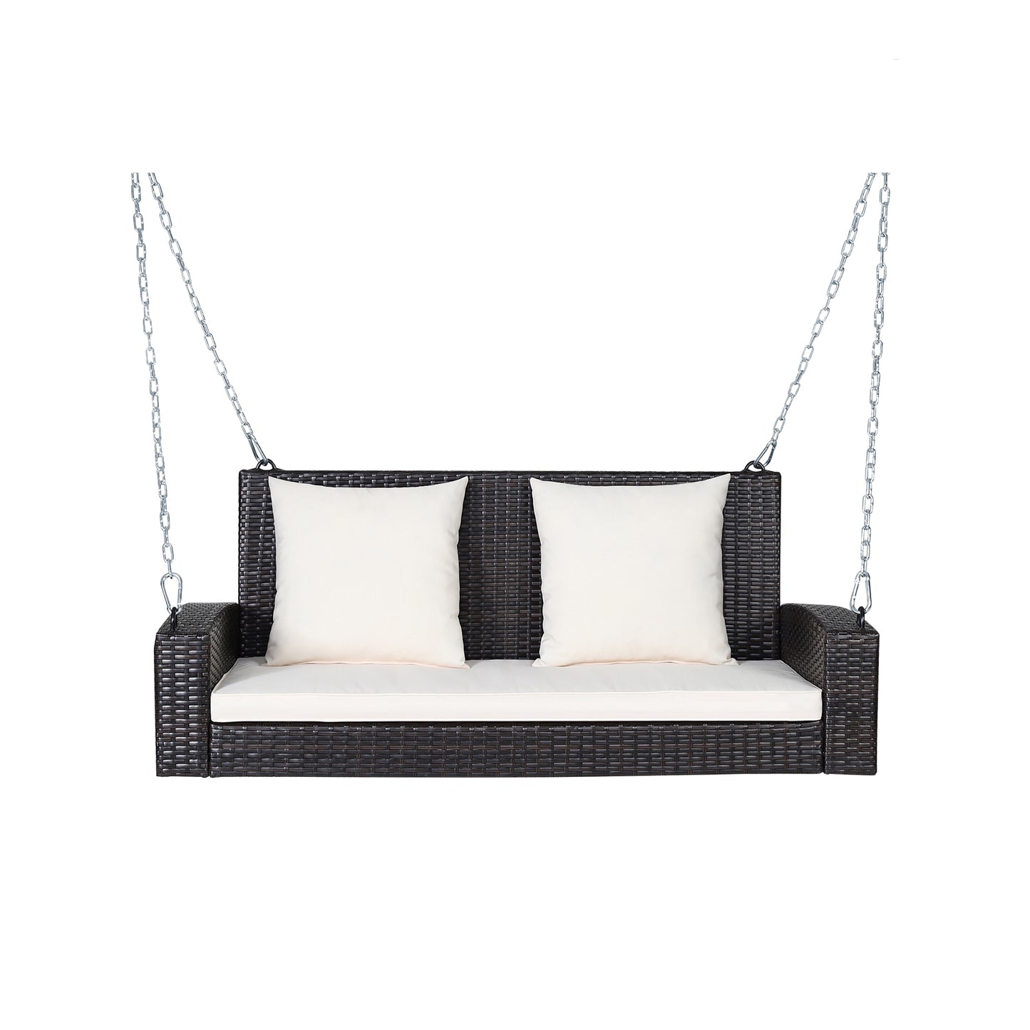 2-Person Patio Rattan Swing With Cushions, White Porch Swings White at Gallery Canada