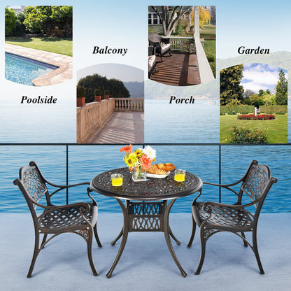 36 Inch Round Patio Dining Table, Umbrella Hole, Brown Patio Dining Tables at Gallery Canada