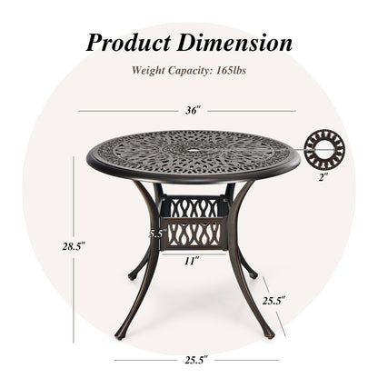 36 Inch Round Patio Dining Table, Umbrella Hole, Brown Patio Dining Tables at Gallery Canada