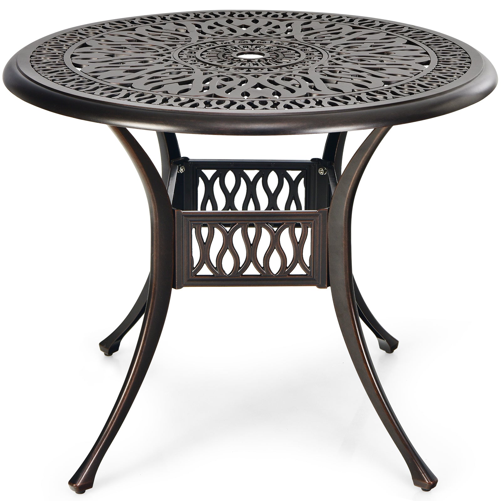 36 Inch Round Patio Dining Table, Umbrella Hole, Brown Patio Dining Tables at Gallery Canada