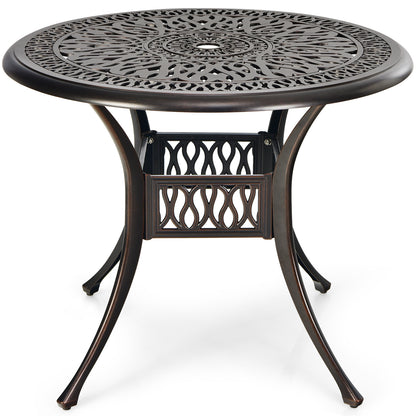 36 Inch Round Patio Dining Table, Umbrella Hole, Brown Patio Dining Tables at Gallery Canada