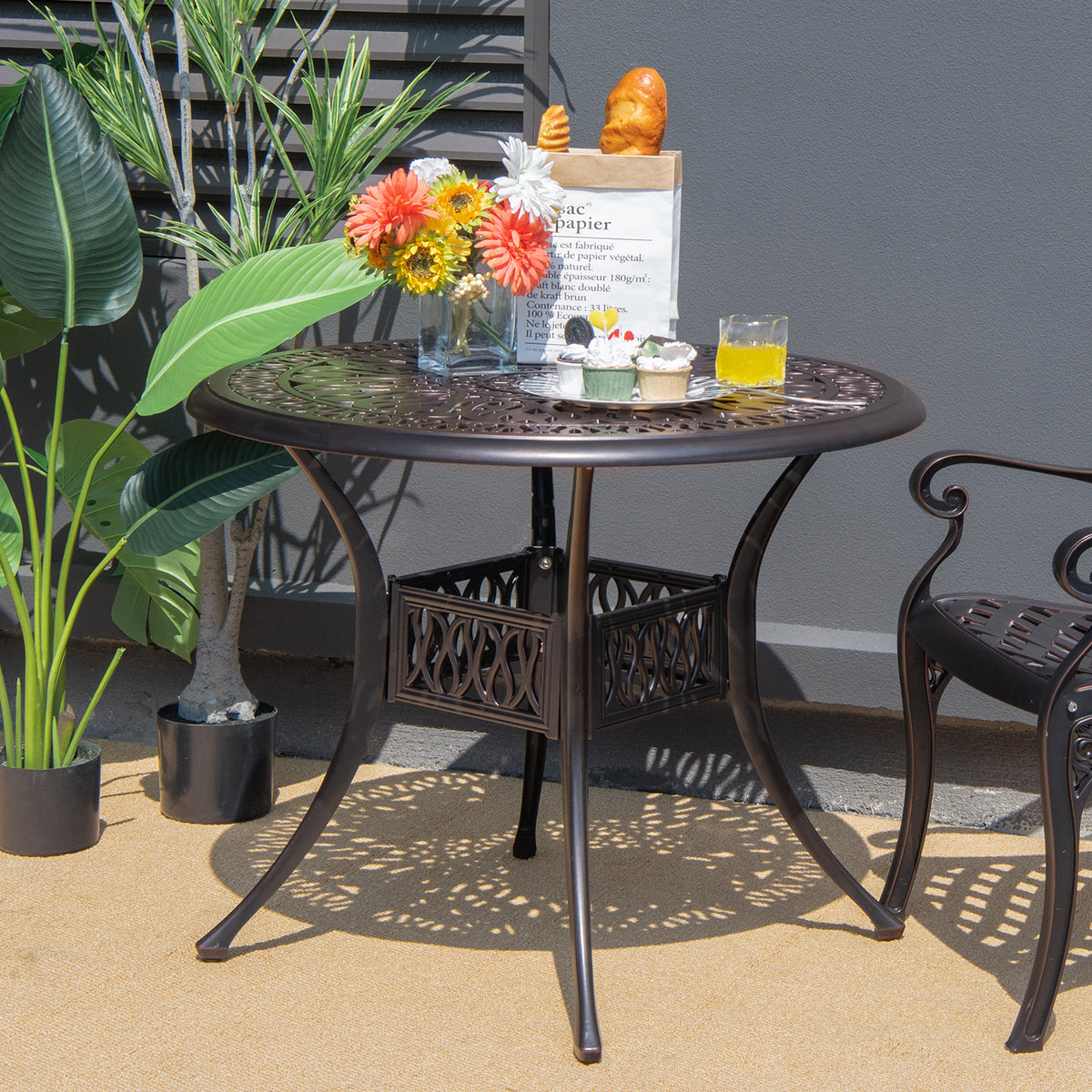 36 Inch Round Patio Dining Table, Umbrella Hole, Brown Patio Dining Tables at Gallery Canada