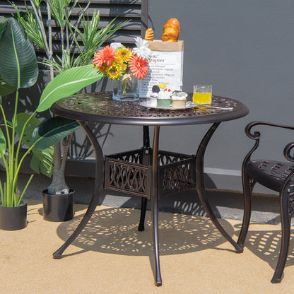 36 Inch Round Patio Dining Table, Umbrella Hole, Brown Patio Dining Tables at Gallery Canada