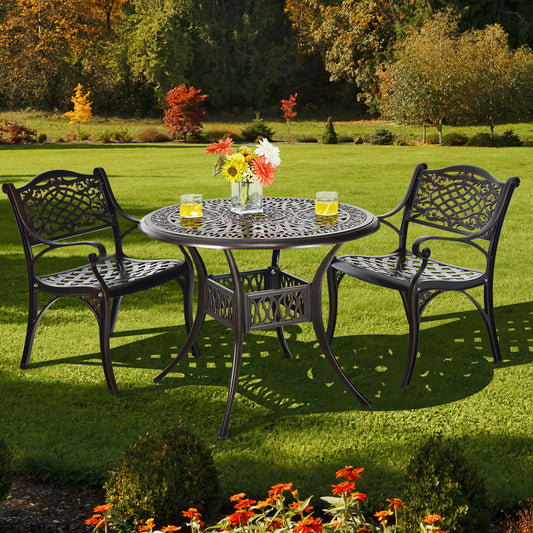 36 Inch Round Patio Dining Table, Umbrella Hole, Brown Patio Dining Tables Brown at Gallery Canada