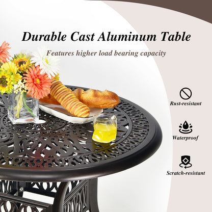 36 Inch Round Patio Dining Table, Umbrella Hole, Brown Patio Dining Tables at Gallery Canada