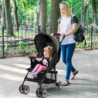 Toddler Travel Stroller for Airplane with Canopy and Adjustable Backrest, Black Baby Strollers at Gallery Canada