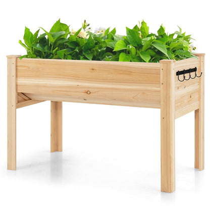 48 x 24 x 32 Inch Elevated Wood Planter Box with Legs, Natural