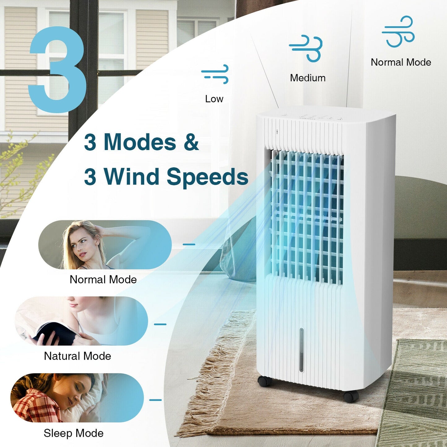 3-in-1 Evaporative Air Cooler with 3 Modes, White Air Coolers at Gallery Canada