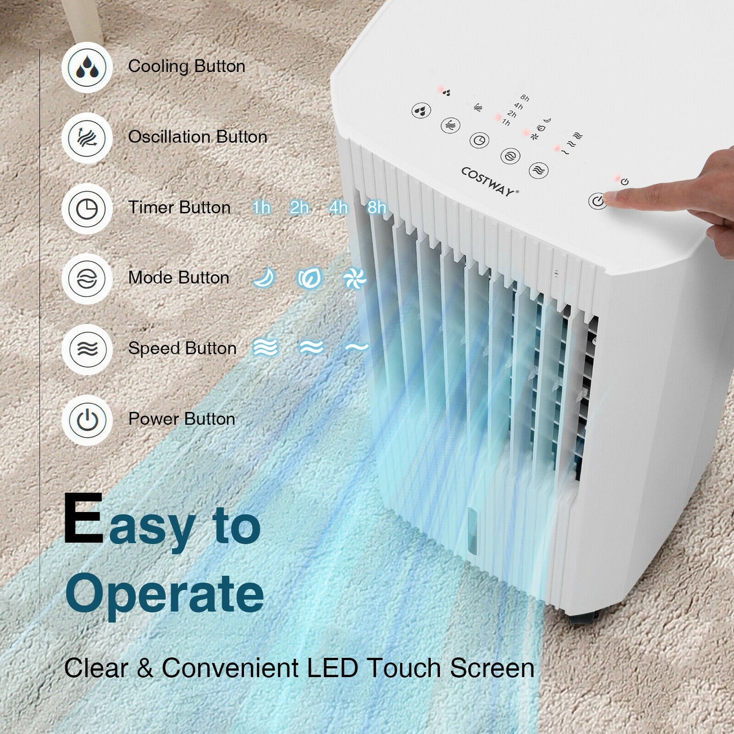 3-in-1 Evaporative Air Cooler with 3 Modes, White Air Coolers at Gallery Canada