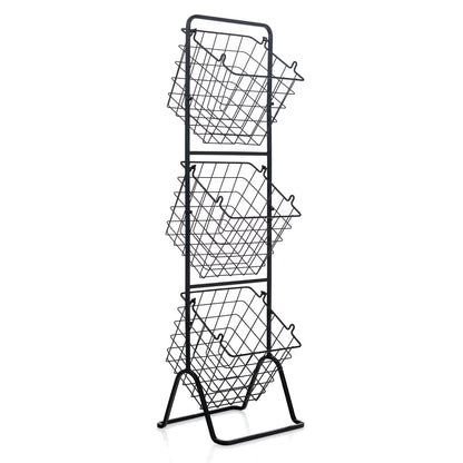3-Tier Adjustable Fruit Basket Stand, Black Kitchen Organization Black at Gallery Canada