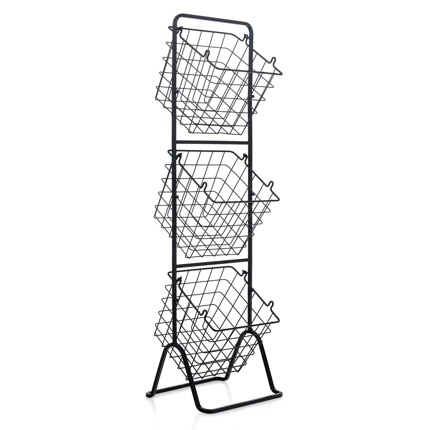 3-Tier Fruit Basket Stand with Adjustable Heights, Black Kitchen Organization Black at Gallery Canada