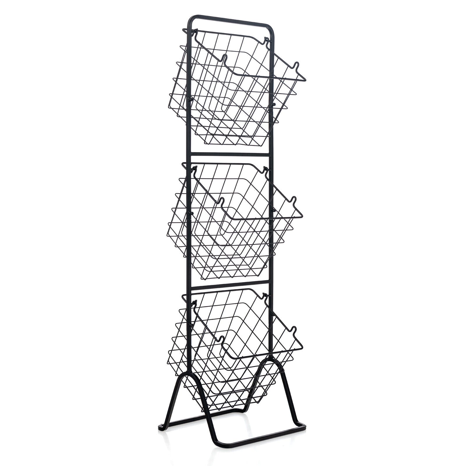 3-Tier Fruit Basket Stand with Adjustable Heights, Black Kitchen Organization Black at Gallery Canada