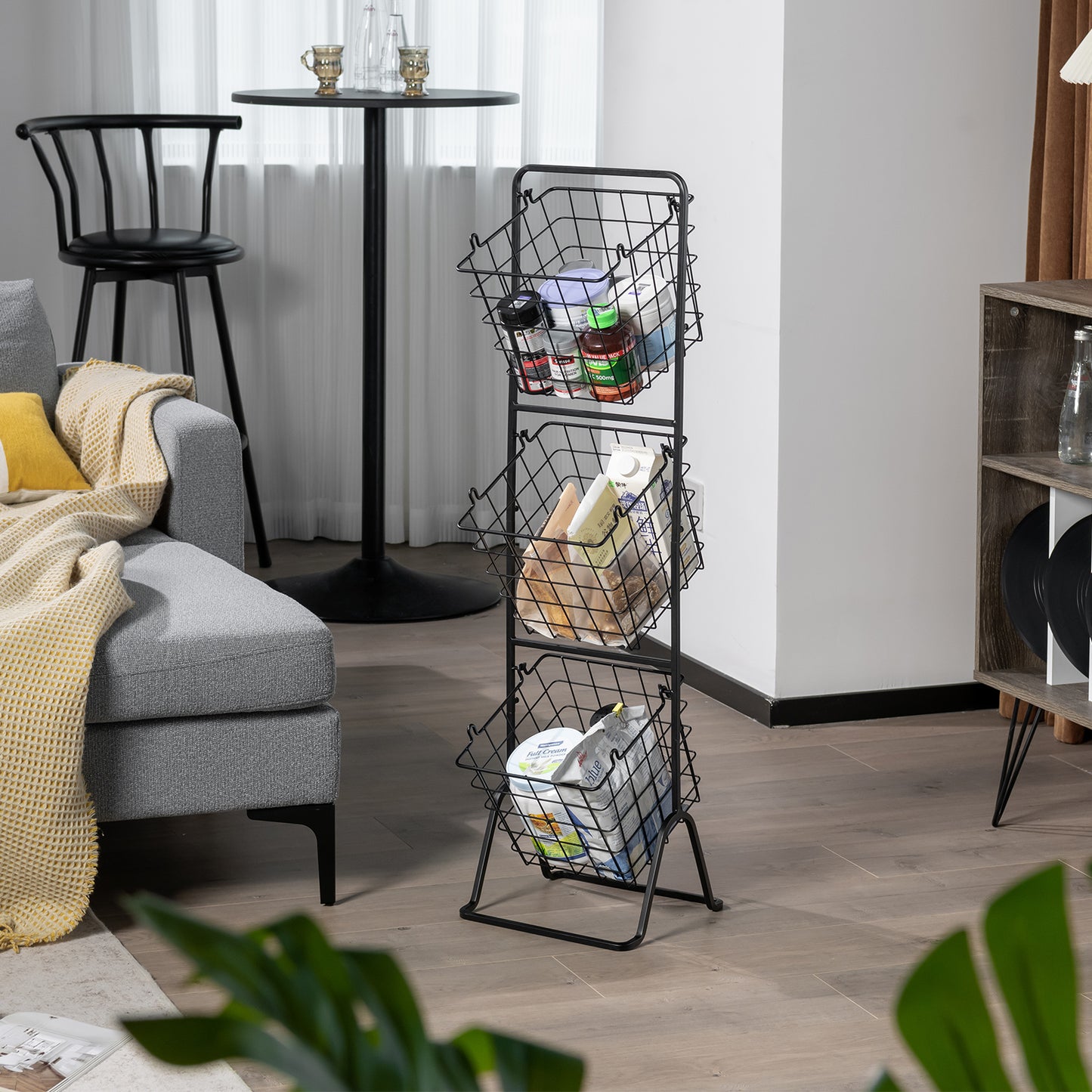 3-Tier Adjustable Fruit Basket Stand, Black Kitchen Organization at Gallery Canada