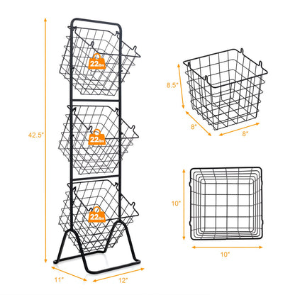 3-Tier Adjustable Fruit Basket Stand, Black Kitchen Organization at Gallery Canada