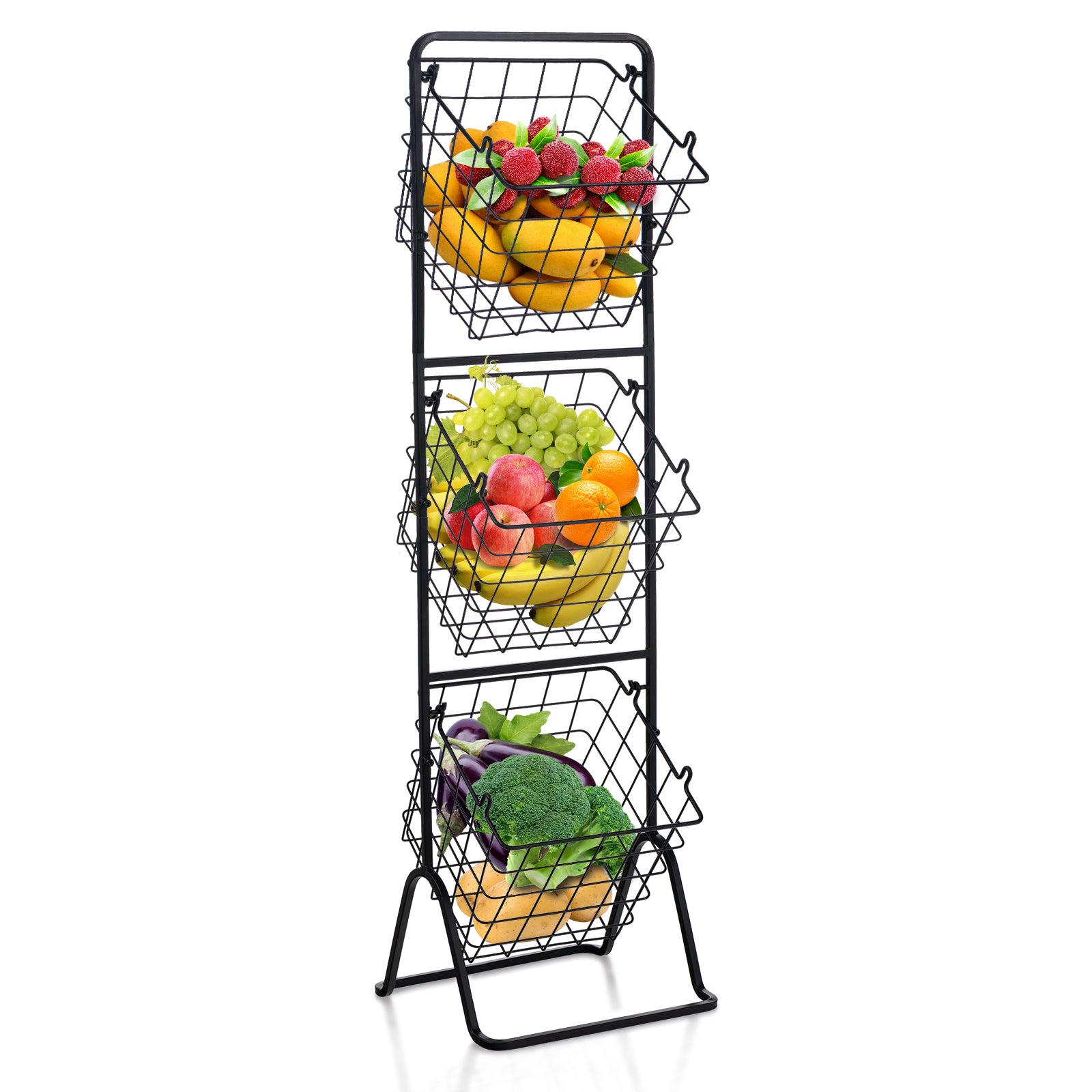 3-Tier Adjustable Fruit Basket Stand, Black Kitchen Organization at Gallery Canada