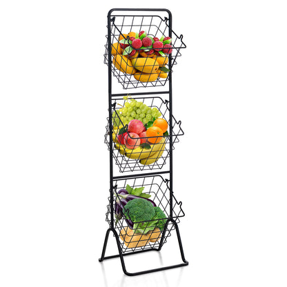 3-Tier Adjustable Fruit Basket Stand, Black Kitchen Organization at Gallery Canada