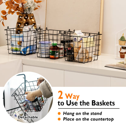 3-Tier Adjustable Fruit Basket Stand, Black Kitchen Organization at Gallery Canada