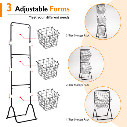 3-Tier Adjustable Fruit Basket Stand, Black Kitchen Organization at Gallery Canada