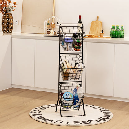 3-Tier Adjustable Fruit Basket Stand, Black Kitchen Organization at Gallery Canada
