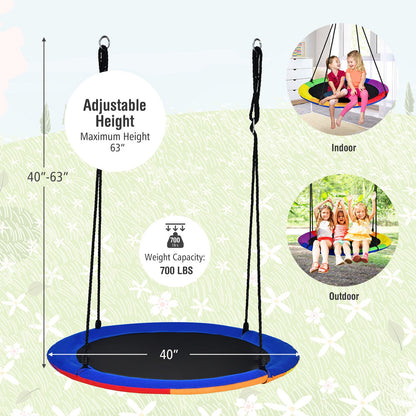 40 Inch Flying Saucer Tree Swing with 2 Hanging Straps for Kids, Blue - Gallery Canada