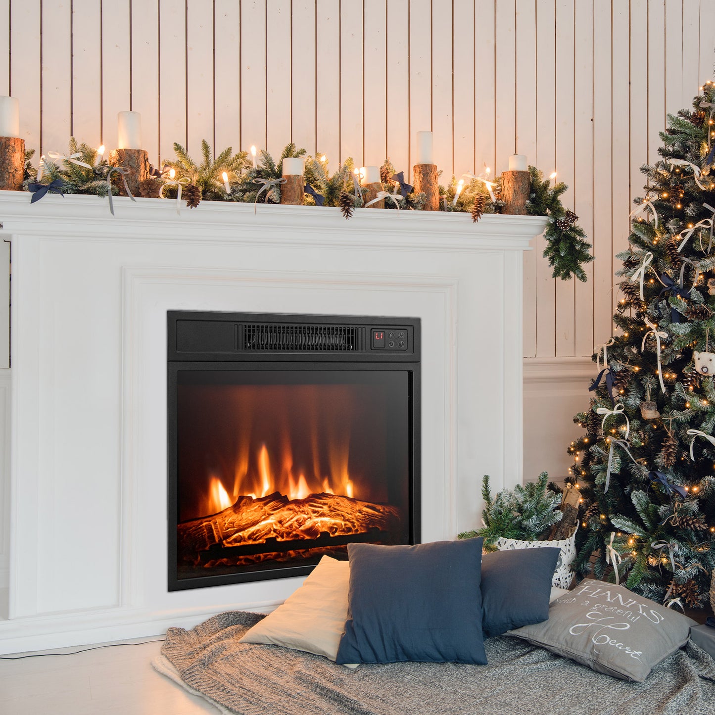 18 Inch Electric Fireplace Inserted with Adjustable LED Flame Fireplaces at Gallery Canada